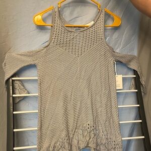 LC Lauren Conrad Light Gray Off The Shoulder Knit Top
